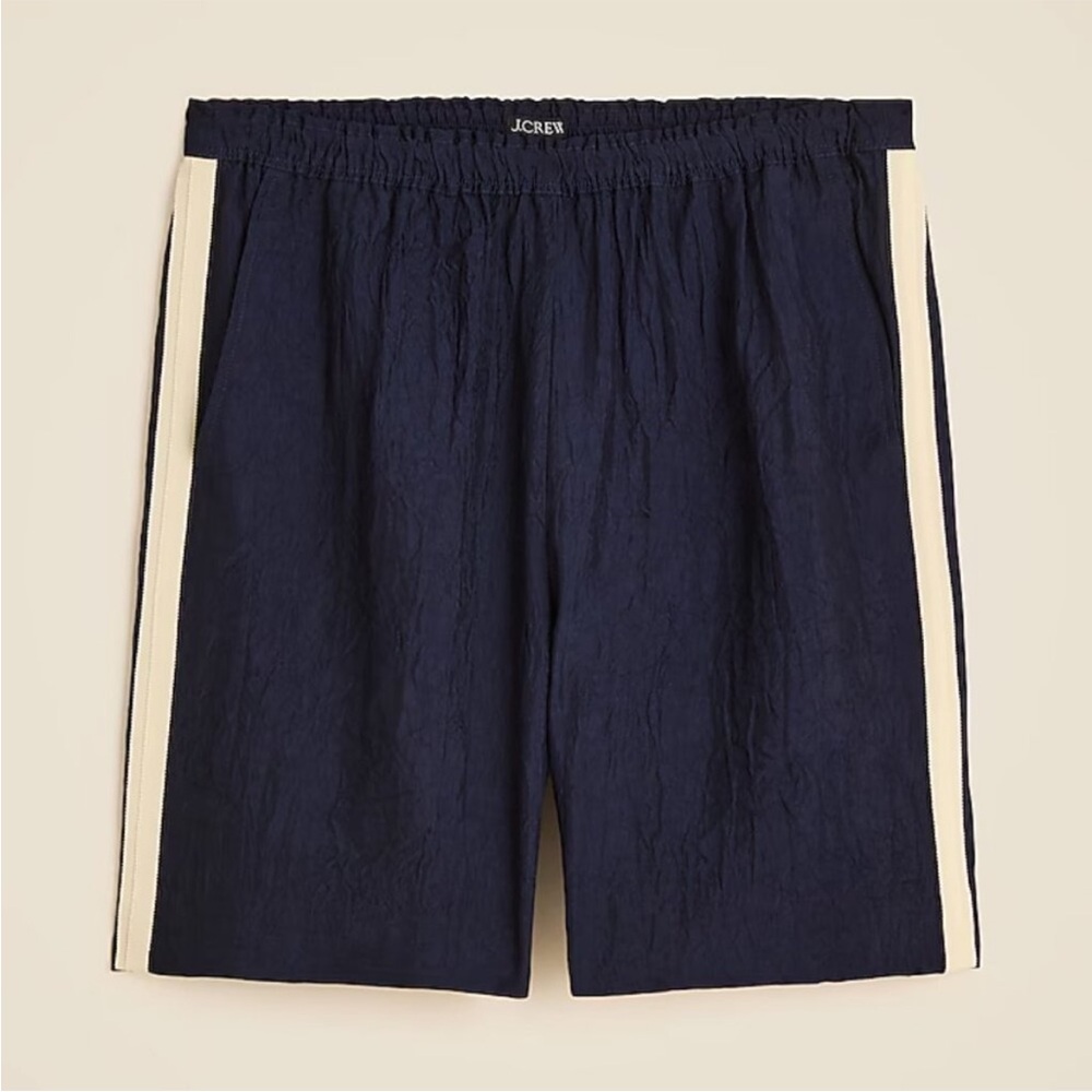 J.Crew Navy 7” Stratus Satin Track-Stripe Shorts